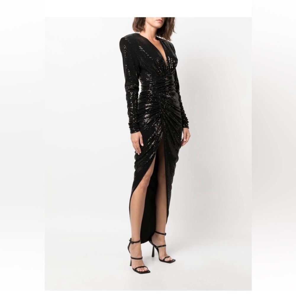 Elegant Black Sequin Long Sleeve Dress